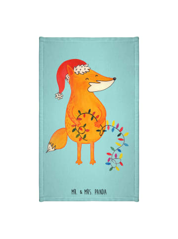 Mr. & Mrs. Panda Kinderhandtuch Fuchs Weihnachten ohne Spruch in Türkis Pastell