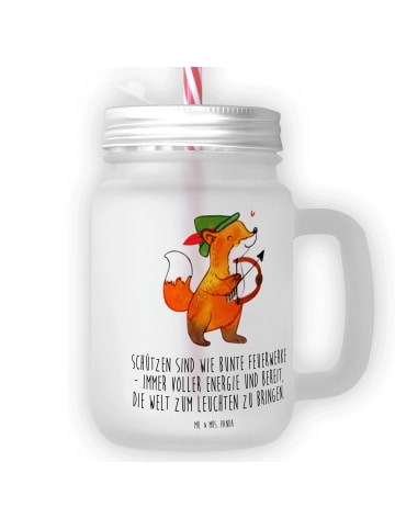 Mr. & Mrs. Panda Blümchentailglas Schütze Astrologie mit Spruch in Transparent