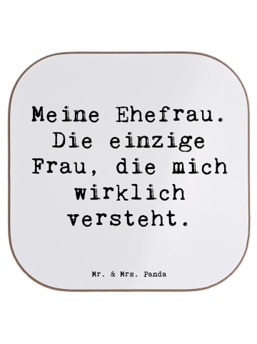 Mr. & Mrs. Panda Bierdeckel Spruch Ehefrau Verständnis mit Spruch in Weiß