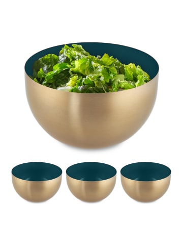 relaxdays 4 x Salatschüssel in Grün/ Gold - Ø 15 cm