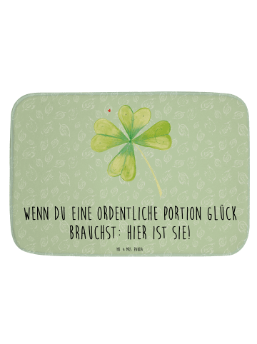 Mr. & Mrs. Panda Badematte Blume Kleeblatt mit Spruch in Blattgrün