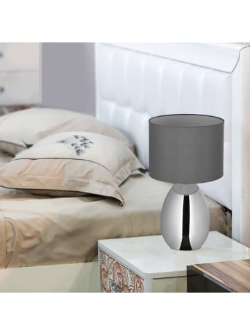 relaxdays 2 x Nachttischlampe in Silber - (H)33,5 x Ø 18 cm