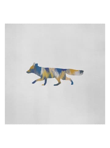 WALLART Leinwandbild - Fuchs in Blau und Gelb in Grau