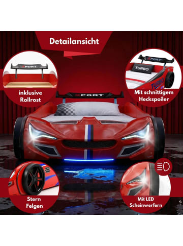 Coemo Autobett GTE im Rennwagen-Design mit Lattenrost in Rot