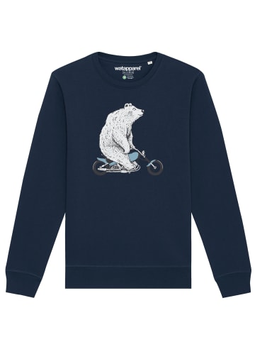 wat? Apparel Sweatshirt Bär auf Bike in Dunkelblau