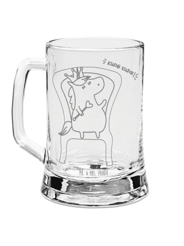 Mr. & Mrs. Panda Gravur Bierkrug Einhorn König ohne Spruch in Transparent
