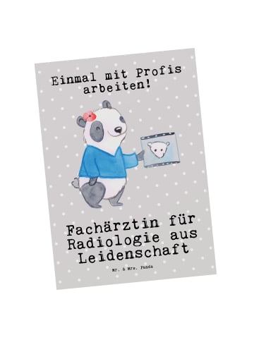 Mr. & Mrs. Panda Postkarte Fachärztin für Radiologie Leidenschaf... in Grau Pastell