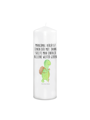 Mr. & Mrs. Panda Wachskerze Schildkröte Wanderer mit Spruch in Weiß