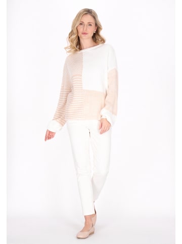 Usha Women Sweater in White Beige Camel