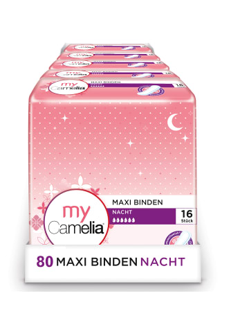 Camelia Maxi Damenbinden Damenhygiene Binden Night 5 x 16 Stück