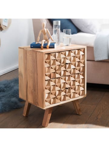 KADIMA DESIGN Nachtkonsole REWA 44x61x35cm Massivholz Nachtschrank Hoch,