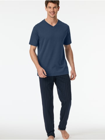 Schiesser Pyjamaoberteil T-Shirt - Mix + Relax in royal
