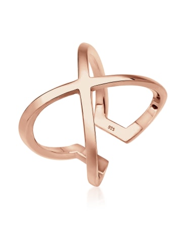 Elli Ring 925 Sterling Silber Geo, Kreuz in Rosegold