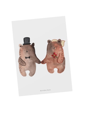 Mr. & Mrs. Panda Postkarte Bär Heirat ohne Spruch in Weiß