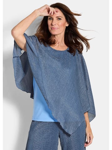 GOLDNER Plisseeshirt Asymmetrisches Blusenshirt mit Glanzgarn in blau