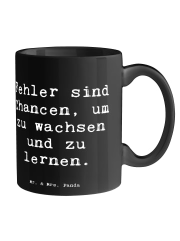 Mr. & Mrs. Panda Tasse Fehler lernen wachsen mit Spruch in Schwarz