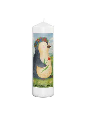 Mr. & Mrs. Panda Kerze Mit Spruch Pinguin Blumen Design ohne Spruch in Weiß