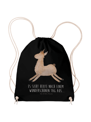 Mr. & Mrs. Panda Stofftasche Lama Springen mit Spruch in Schwarz