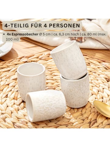 Sänger 4 tlg. Espressobecher Set Korfu in Creme mit sandiger Maserung