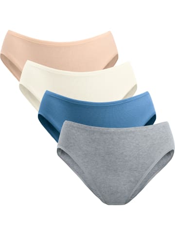 SPEIDEL Baumwolle, Feinripp Slip 4er-Pack in apricot/creme/grau/blau