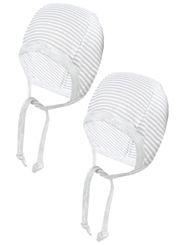 TupTam Unisex Baby Erstlingsmütze zum Binden 2er Pack in grau Modell 1