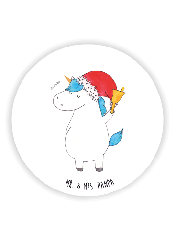 Mr. & Mrs. Panda Rund Magnet Einhorn Weihnachtsmann ohne Spruch in Weiß