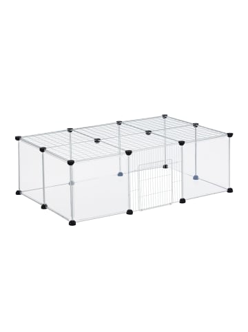 relaxdays Freilaufgehege in Transparent/ Weiß - (B)110 x (H)37 x (T)75 cm