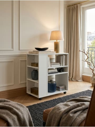 KADIMA DESIGN Regal WL5.694 60 x 75 x 35 cm Regalwagen mit Rollen Holz, in Weiß