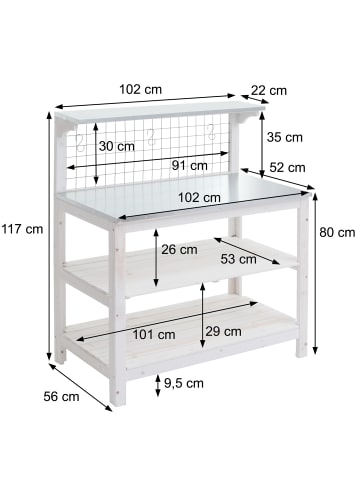 MCW Pflanztisch N55, Weiß