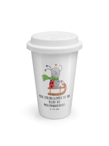 Mr. & Mrs. Panda To Go Becher Smörle Rodeln mit Spruch in Weiß
