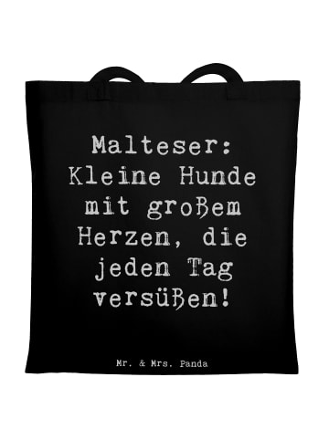 Mr. & Mrs. Panda Umhängetasche Spruch Malteser Herz mit Spruch in Schwarz