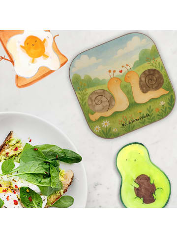 Mr. & Mrs. Panda Glas-Untersetzer Schnecken Liebe Design ohne Sp... in Weiß