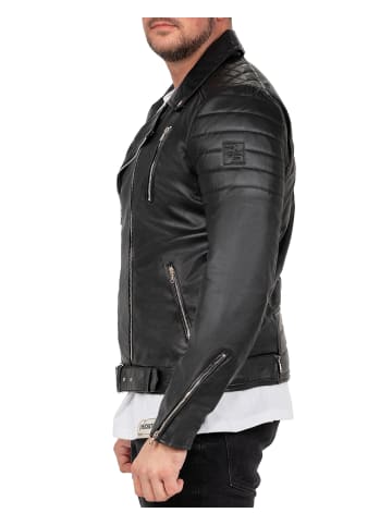 Reichstadt Reichstadt Herren Slim Fit Kunstlederjacke Silver Zipper  RS003PU Black XXXL