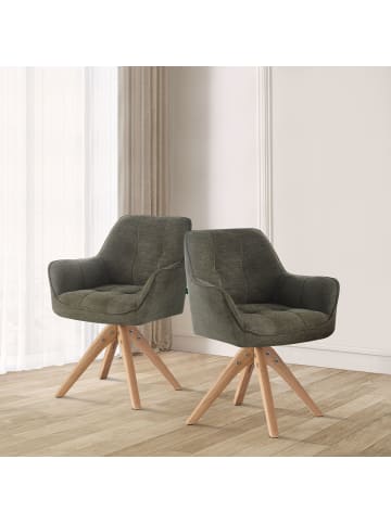 DUBI Möbel 2er-Set: Drehstuhl THOMAS-LINA in Grün- (B)61 x (H)82 x  (T)62 cm