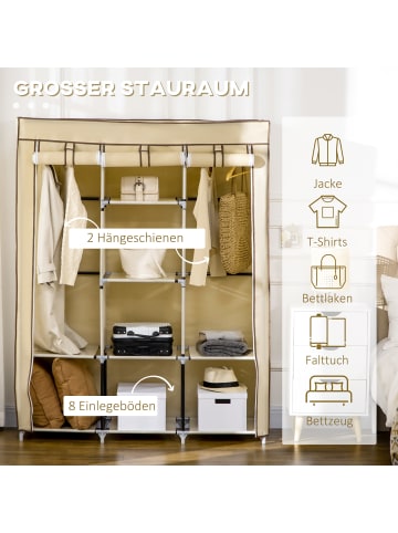 HOMCOM Stoffschrank in Beige 125L x 43B x 162,5H cm