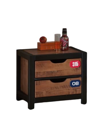58 aufm Kessel NACHTSCHRANK Kameko 50x45x45 MDF+Massivholz Schwarz/Cognac
