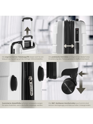 tectake Hartschalenkoffer-Set aus robustem ABS-Kunststoff mit Teleskopgriff