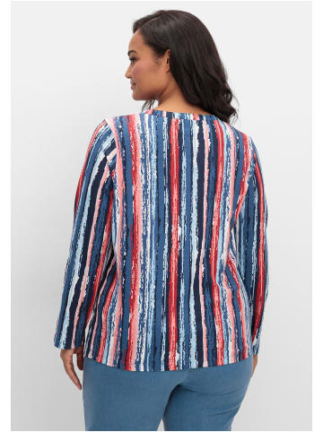 sheego Streifenshirt in marine gemustert