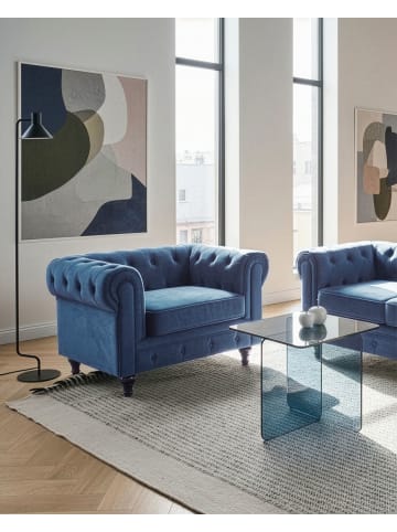 Beliani Sessel CHESTERFIELD in Blau/Braun - (W) 110 x (H) 70 x (L) 75 cm