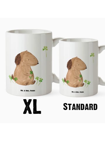 Mr. & Mrs. Panda Große Teetasse Hund Kleeblatt ohne Spruch in Weiß