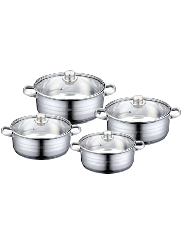 COFI 1453 8-tlg Kochgeschirr Induktion Kochtopf Deckel 24/26/28/30cm in Silber