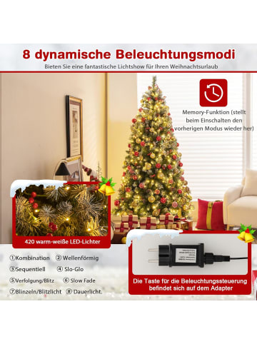COSTWAY Künstlicher Weihnachtsbaum LED in Grün