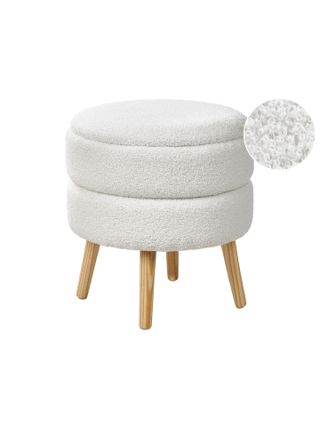 Beliani Hocker OKATON in Weiß/Braun - (W) 44 x (H) 48 x (L) 44 cm