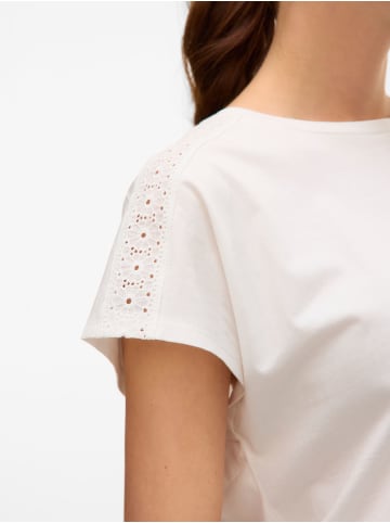 Vero Moda Trendiges Sommer Shirt mit Spitze Rundhals in Weiß