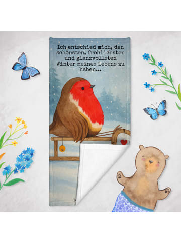 Mr. & Mrs. Panda Badehandtuch Rotkehlchen Schlitten Design mit S... in Eisblau
