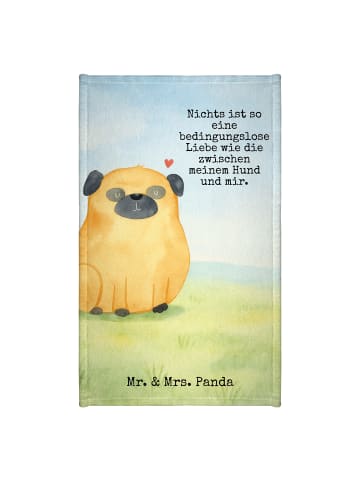 Mr. & Mrs. Panda Gästehandtuch Mops Design mit Spruch in Weiß