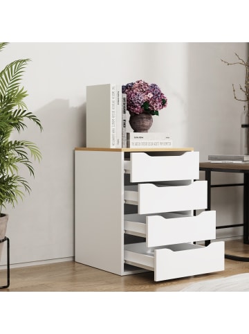 VCM  Holz Nachtschrank Nachttisch Schublade Malira L in Weiß / Honig-Eiche