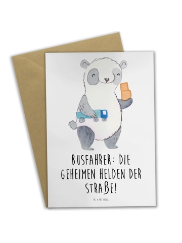 Mr. & Mrs. Panda Grußkarte Busfahrer Helden mit Spruch in Weiß