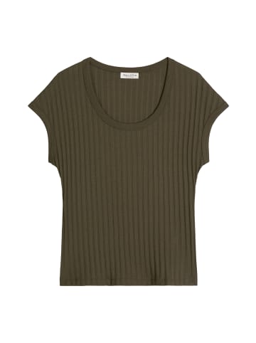 Marc O'Polo Pointelle-T-Shirt slim in Mossy Earth