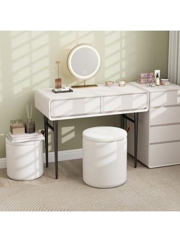 COSTWAY 2er Set Sitzhocker mit Stauraum 25L / 40L in Beige